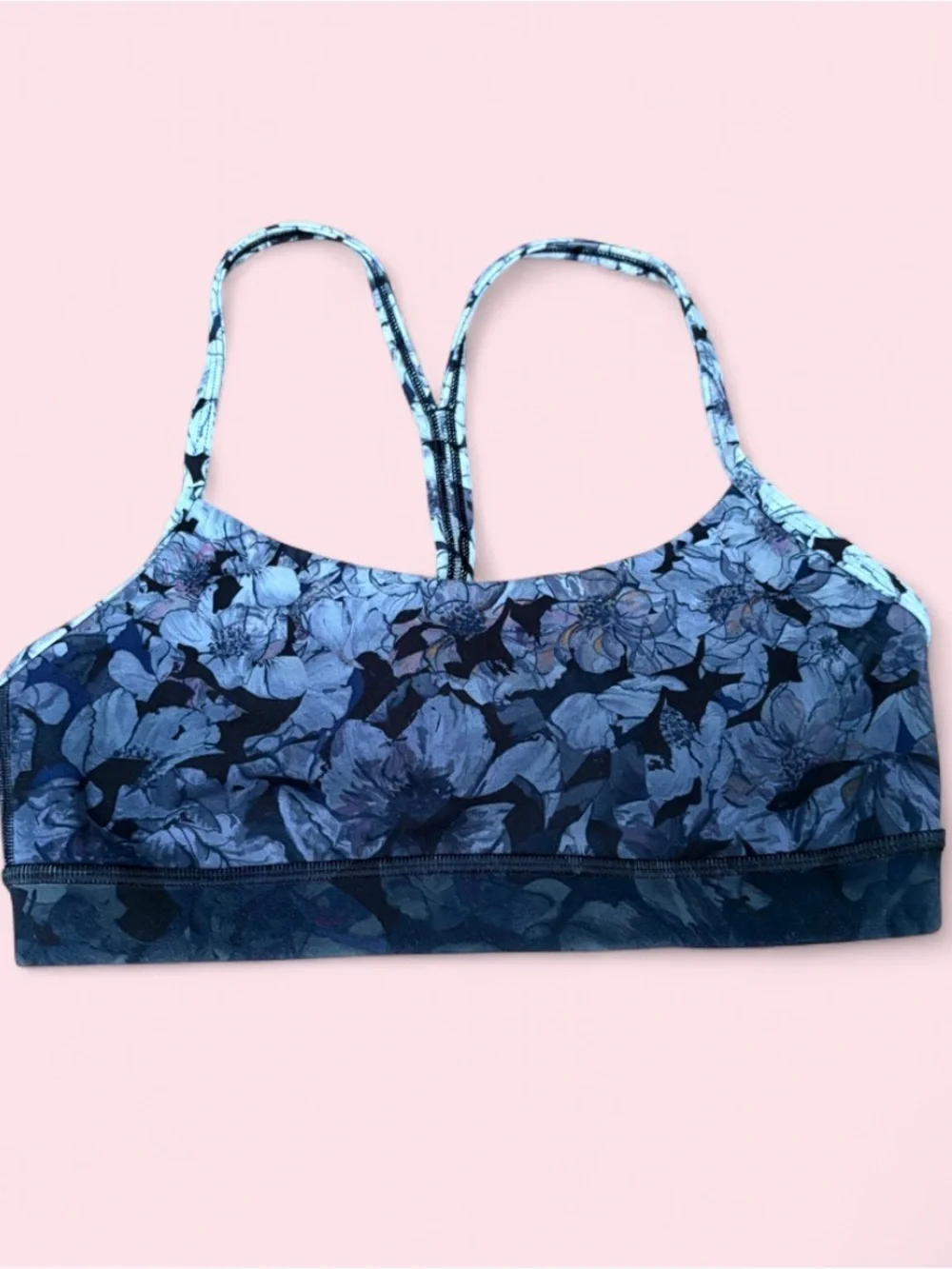 lululemon athletica Blue Floral Strappy Sports Bralette